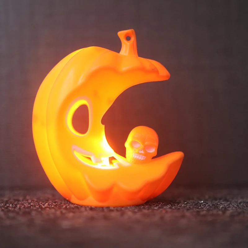 Halloween Dekorationsfigur Skull mit Kürbishut