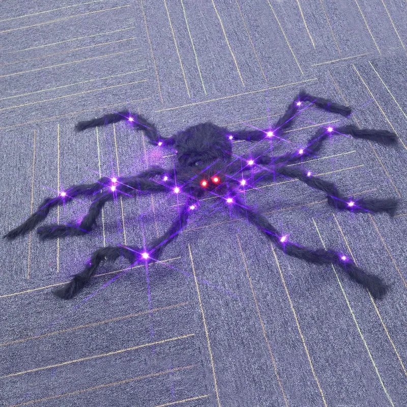 Gruselige Halloween Spinnen Dekoration mit LED-Beleuchtung