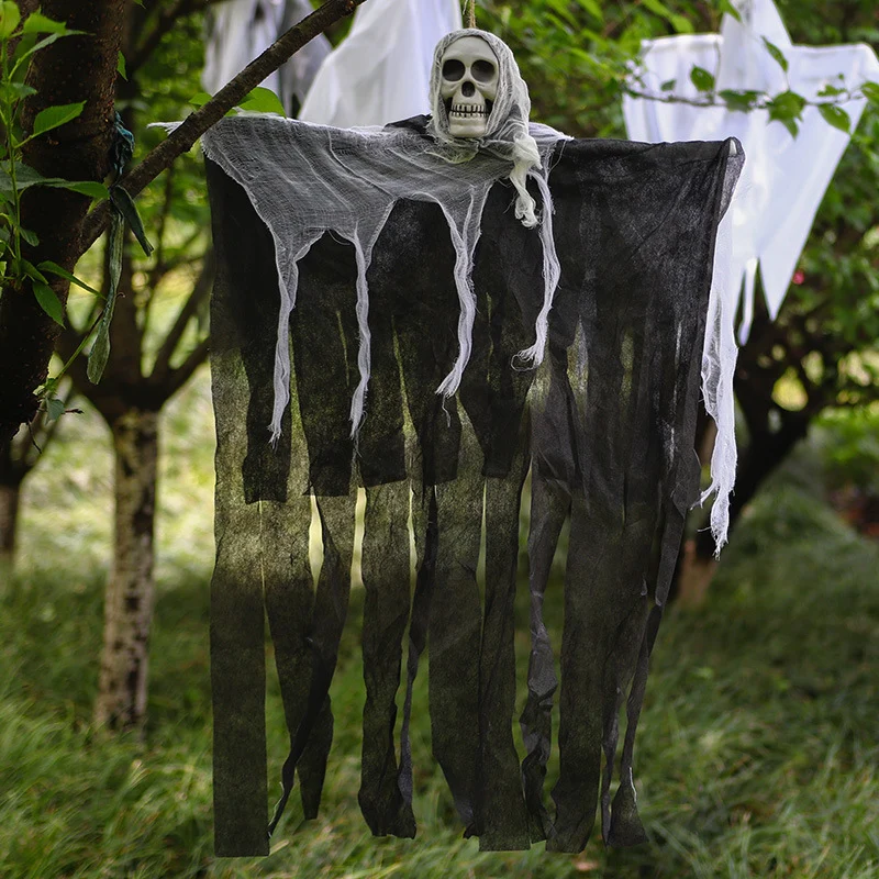 Gruselige Halloween Dekofigur mit beweglichem Skelett