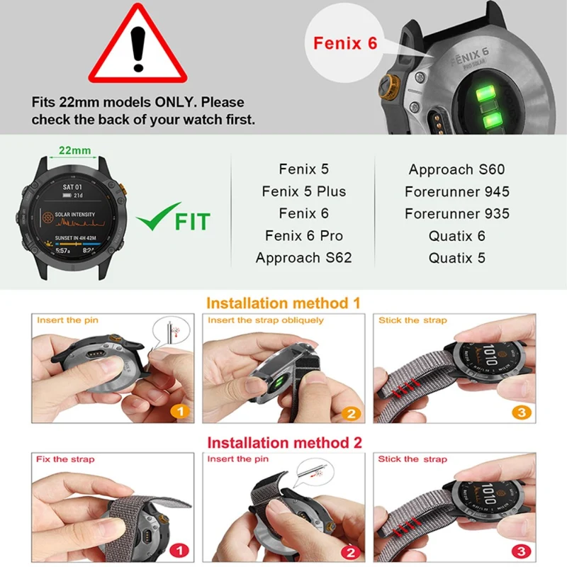 Mega bequem Garmin Fenix 6S Textil / Nylon armband