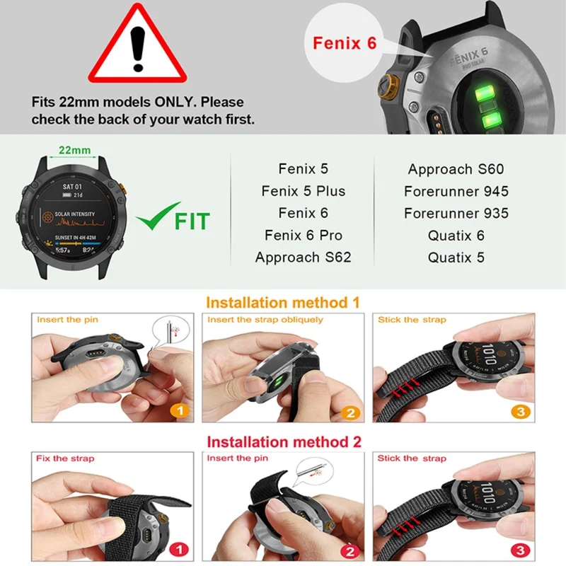 Brillant Garmin Fenix 6X Textil / Nylon armband