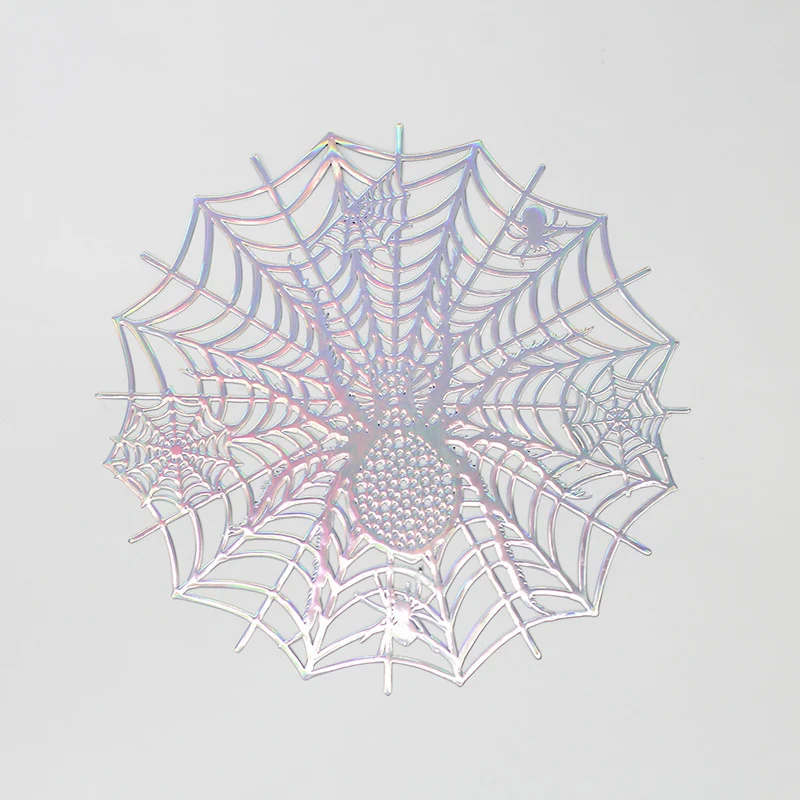 Filigrane Halloween-Tischdekoration Spinnennetz-Platzset aus flexiblem Kunststoff
