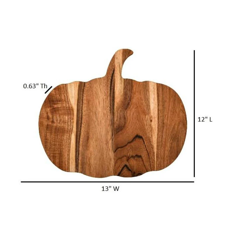 Holz-Schneidebrett in Kürbis-Silhouette aus Akazienholz mit ergonomischem Griff
