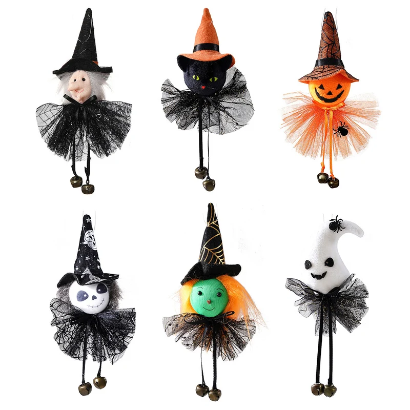 Halloween-Haarclip mit Katzengesicht, Hexenhut und Glöckchen