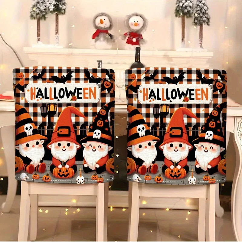 Elastische Stuhlrückenbezüge mit Halloween-Katzenmotiv