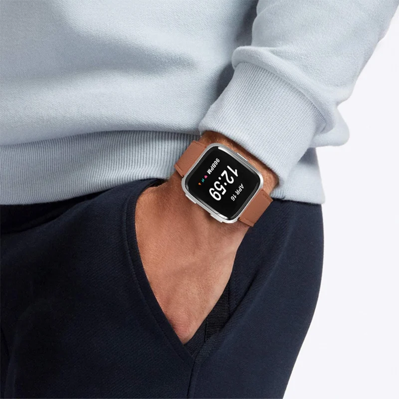 Dauerhaft Fitbit Versa 2 Echtes Leder armband