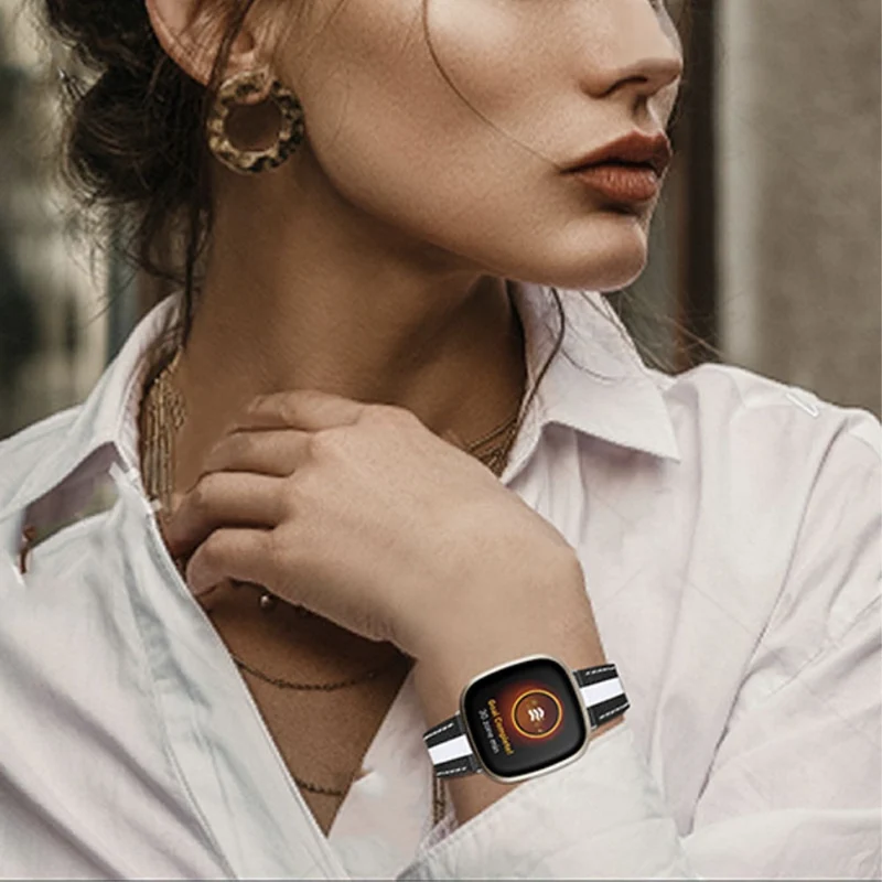Bequem Fitbit Versa 3 Echtes Leder armband