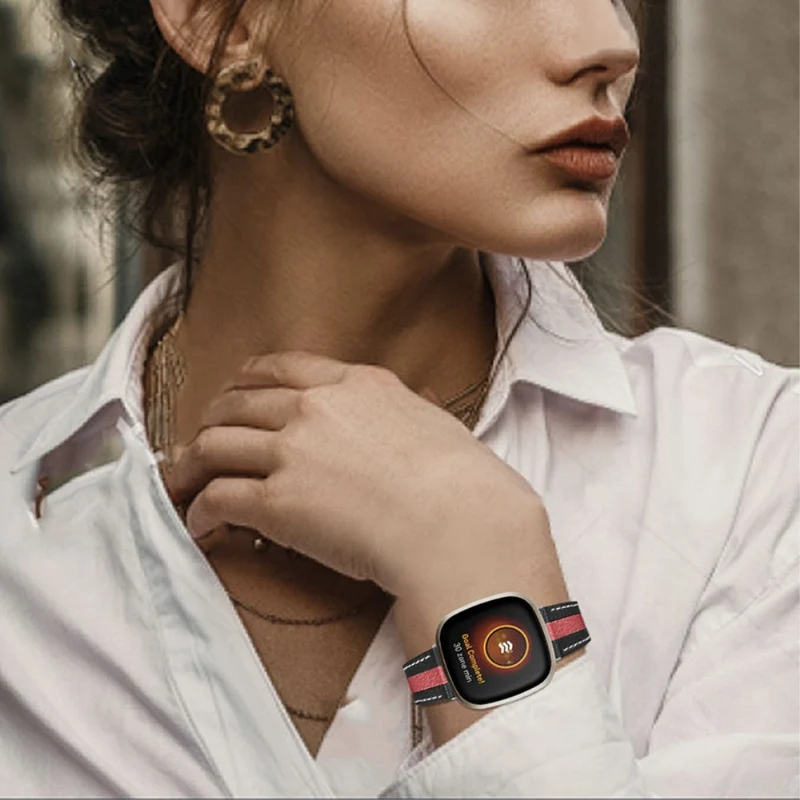 Bequem Fitbit Versa 3 Echtes Leder armband
