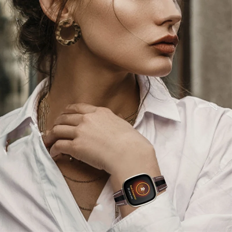 Bequem Fitbit Versa 3 Echtes Leder armband