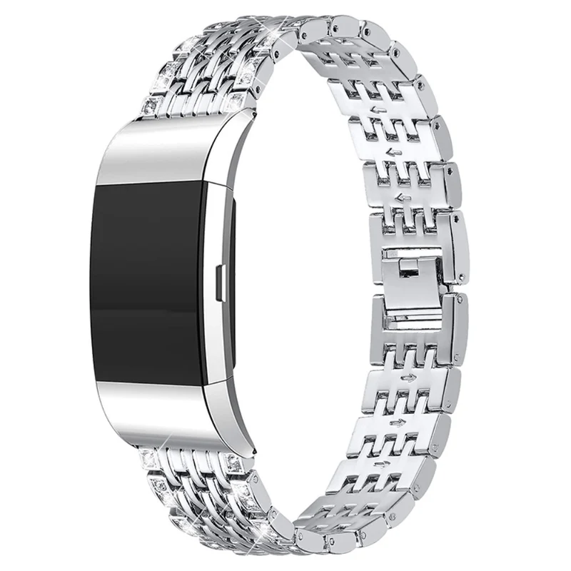Sehr gepflegt Fitbit Charge 2 Metall und Strass armband