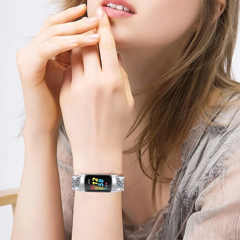 Bequem Fitbit Charge 5 Metall und Strass armband