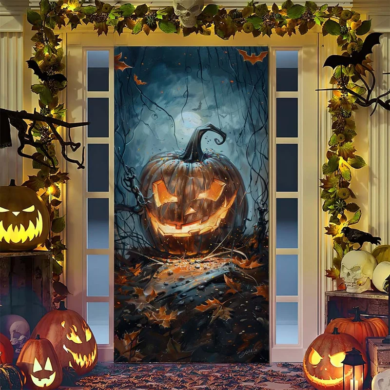 Halloween-Türposter mit großformatiger Grim-Reaper-Illustration und wiederverwendbarem PVC-Planenstoff