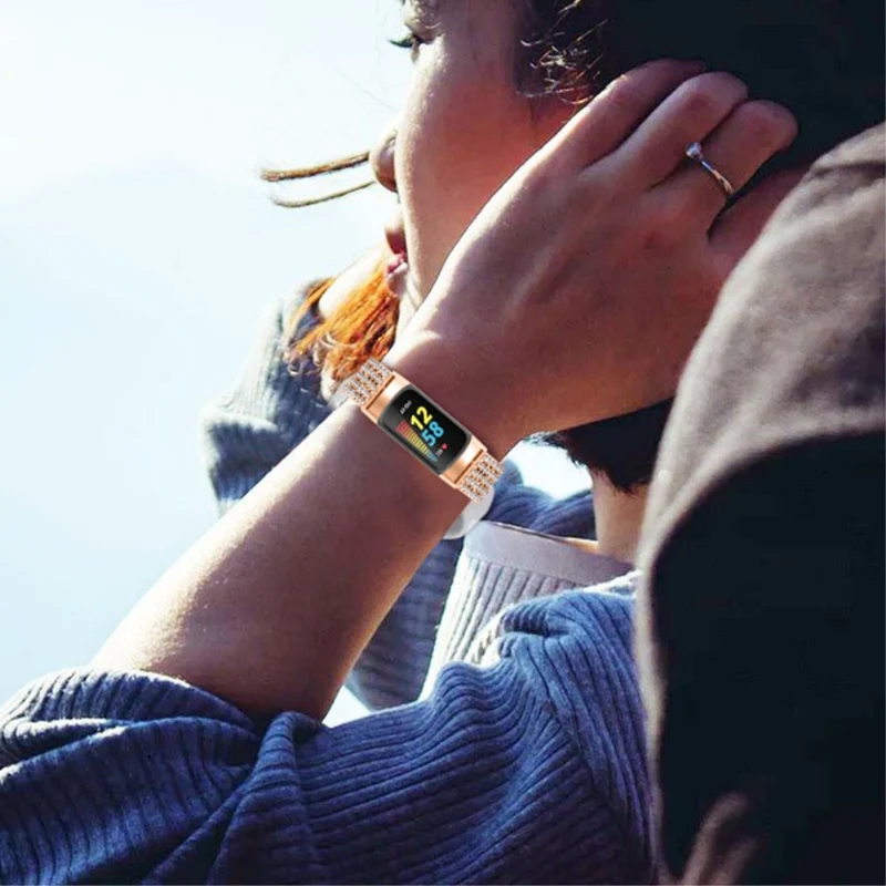 Auffallend gut Fitbit Charge 5 Metall und Strass armband