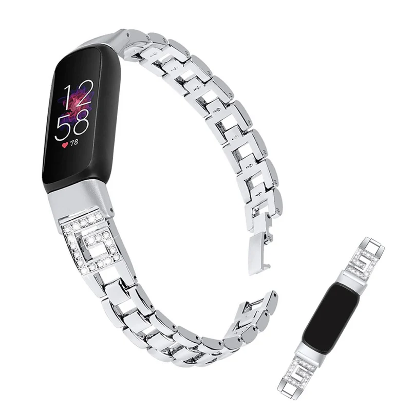 Bequem Fitbit Luxe Metall und Strass armband