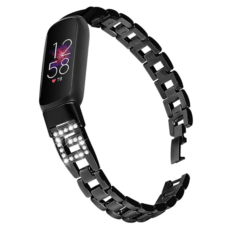 Bequem Fitbit Luxe Metall und Strass armband