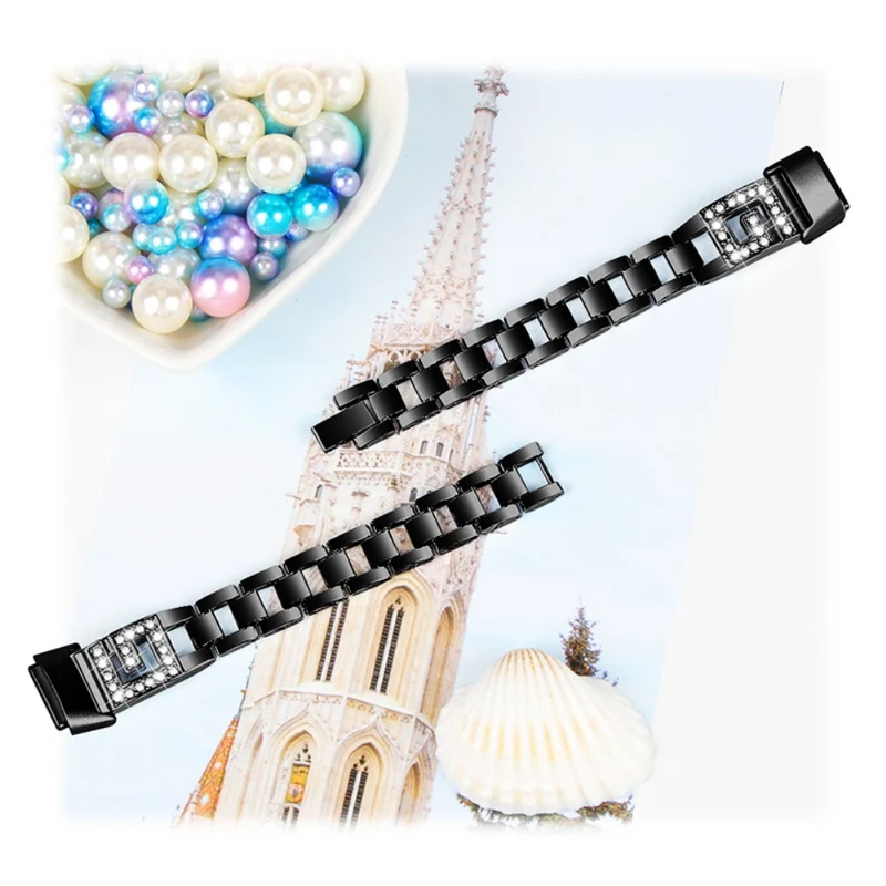 Bequem Fitbit Luxe Metall und Strass armband