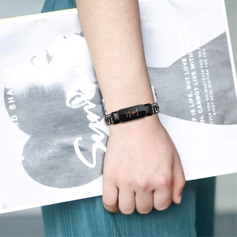 Bequem Fitbit Luxe Metall und Strass armband