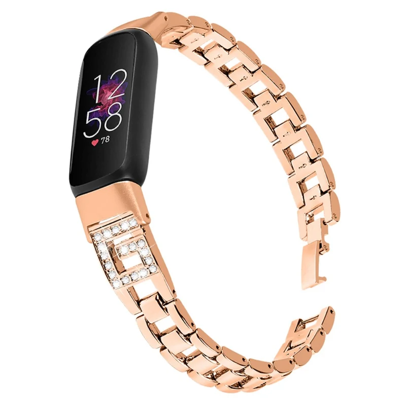 Bequem Fitbit Luxe Metall und Strass armband