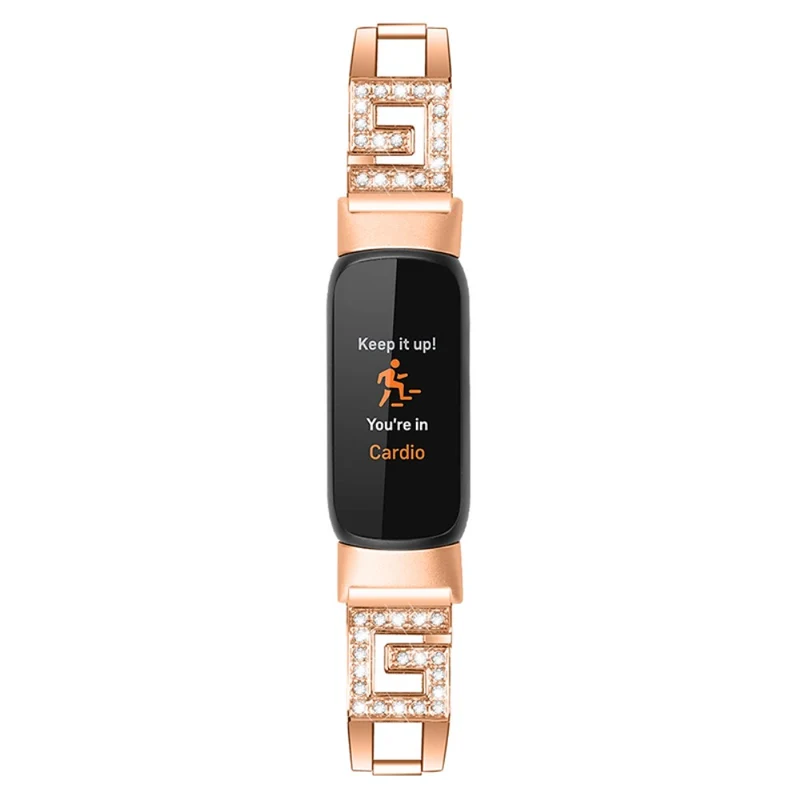 Bequem Fitbit Luxe Metall und Strass armband