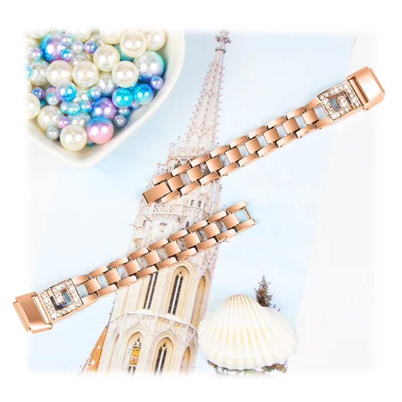 Bequem Fitbit Luxe Metall und Strass armband