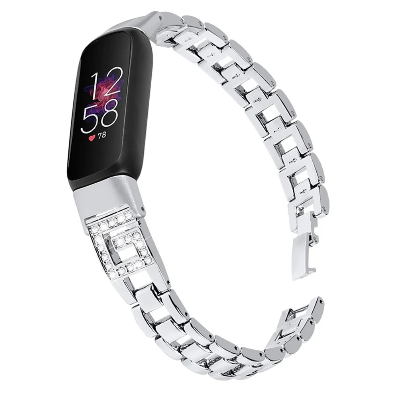 Bequem Fitbit Luxe Metall und Strass armband