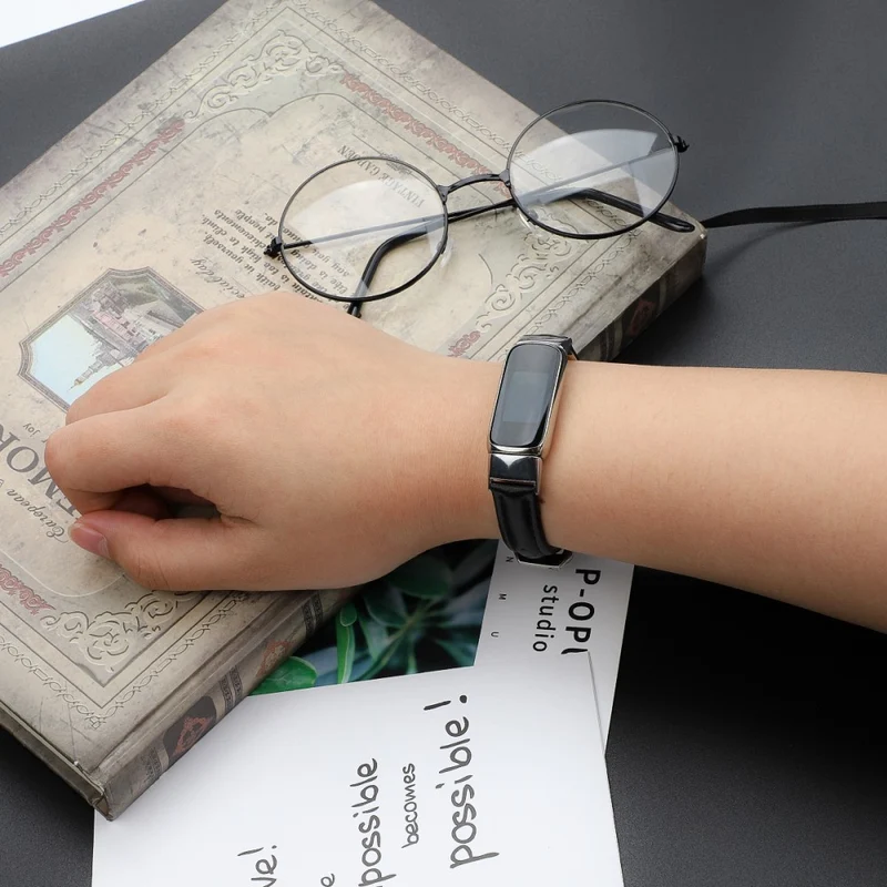 Reizend Fitbit Luxe Echtes Leder armband - Größe: L