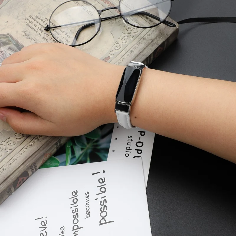 Reizend Fitbit Luxe Echtes Leder armband - Größe: L
