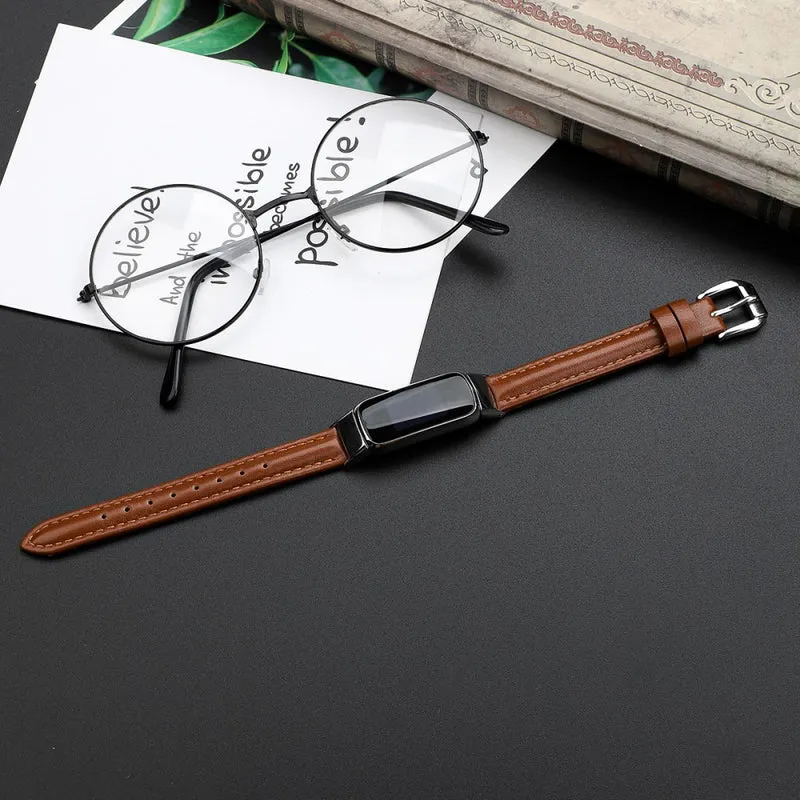 Reizend Fitbit Luxe Echtes Leder armband - Größe: L