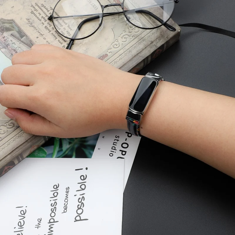 Reizend Fitbit Luxe Echtes Leder armband - Größe: L