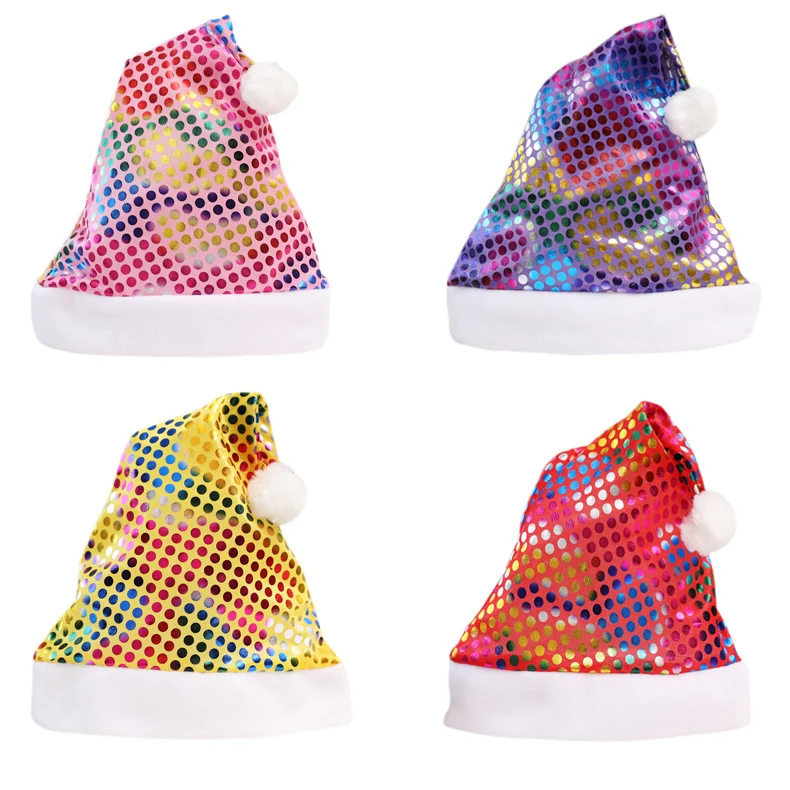 Glitzernde Weihnachtsmütze mit Plüschbesatz