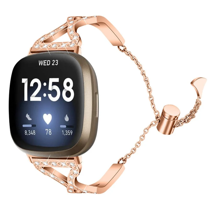 Super haltbar Fitbit Versa 3 Metall und Strass armband
