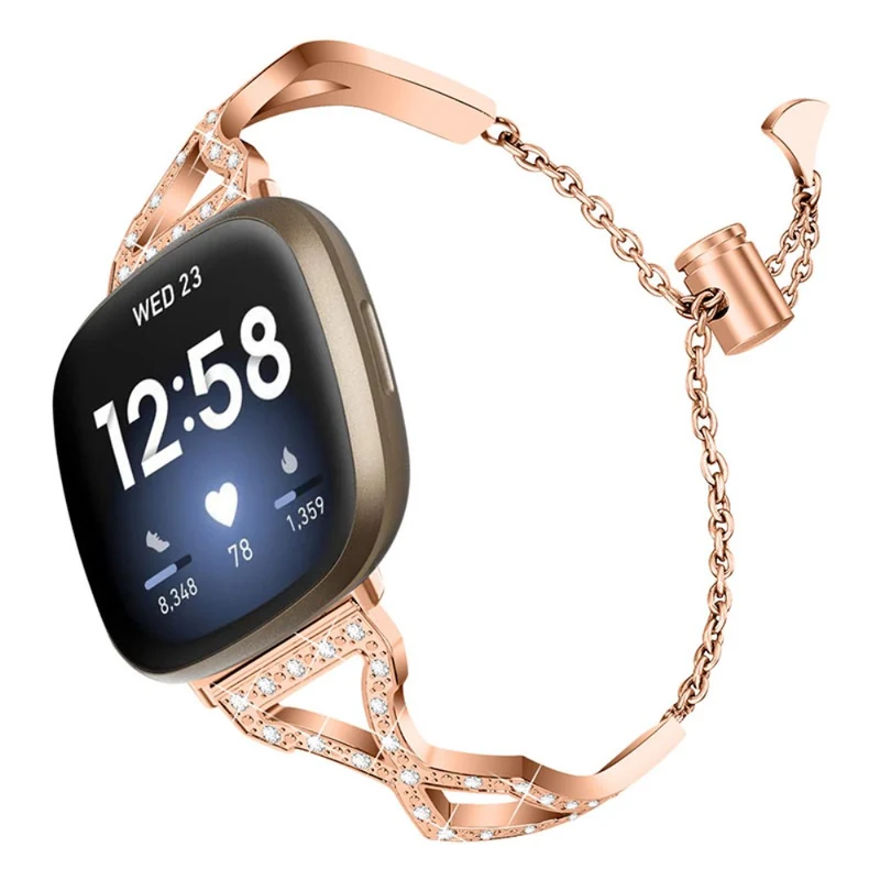 Super haltbar Fitbit Versa 3 Metall und Strass armband