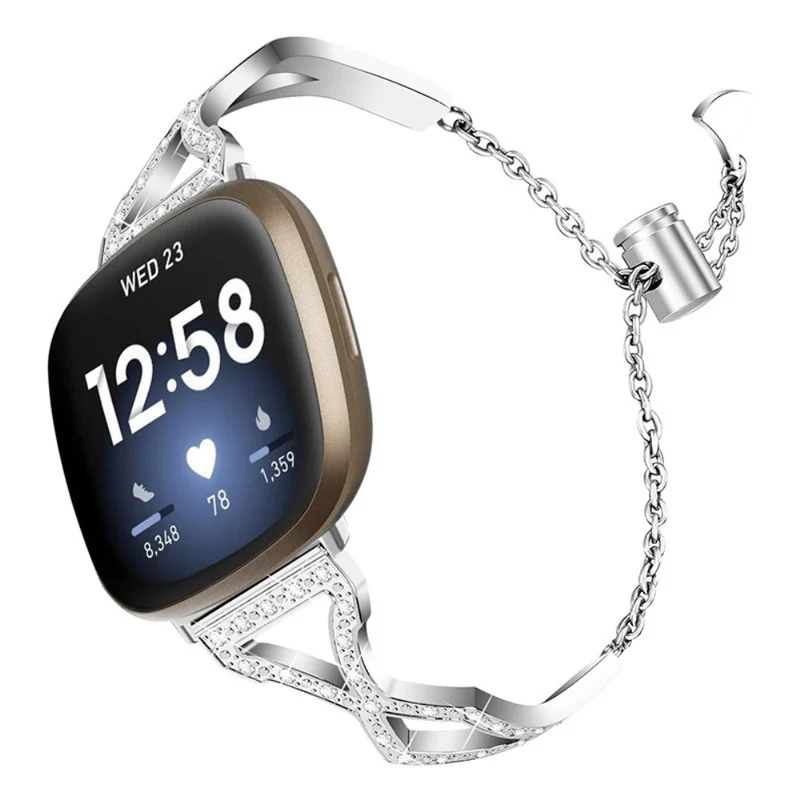 Super haltbar Fitbit Versa 3 Metall und Strass armband