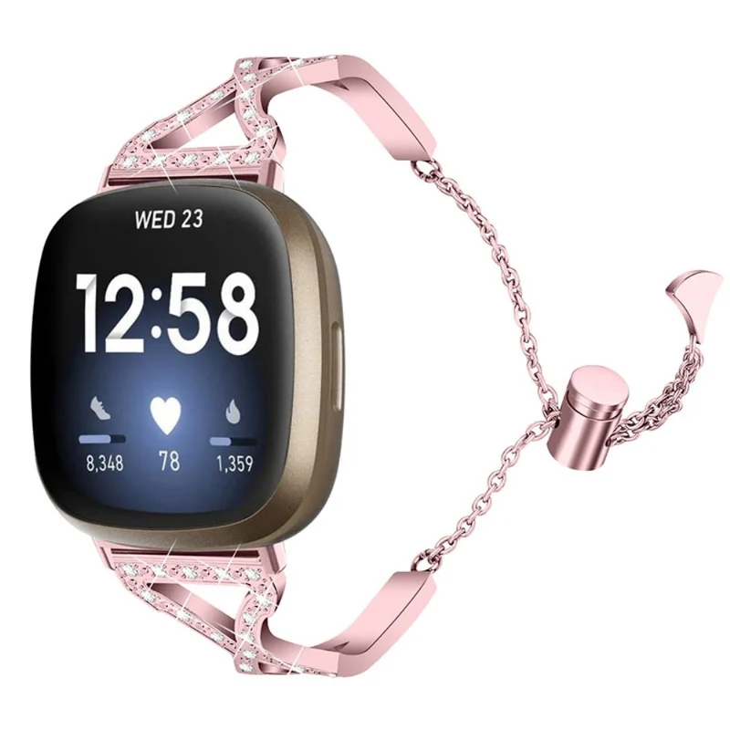 Super haltbar Fitbit Versa 3 Metall und Strass armband