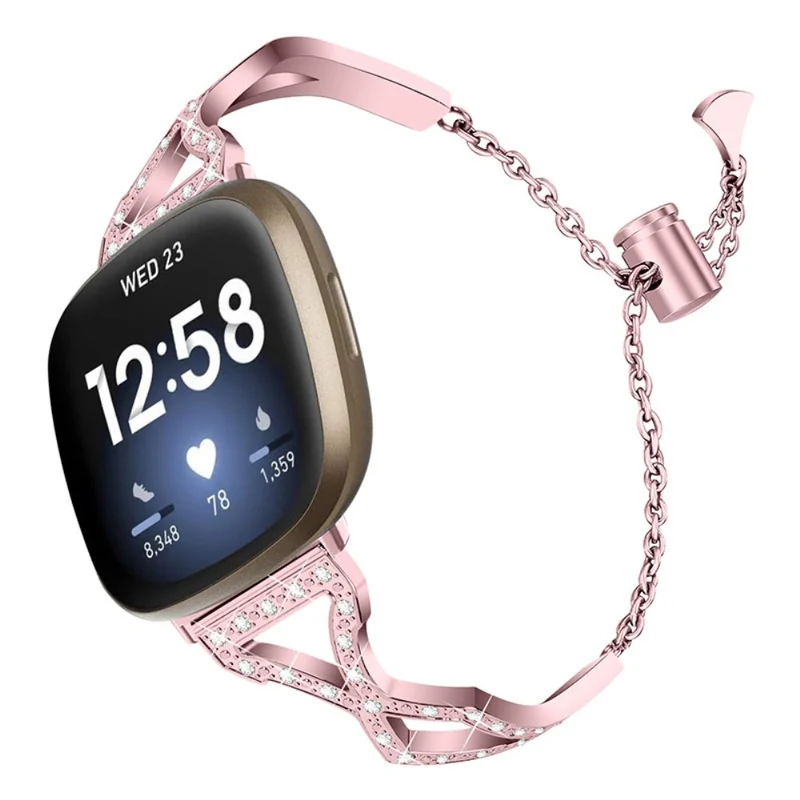 Super haltbar Fitbit Versa 3 Metall und Strass armband