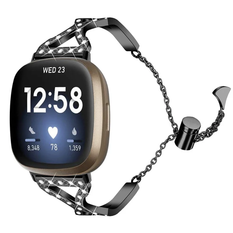 Super haltbar Fitbit Versa 3 Metall und Strass armband