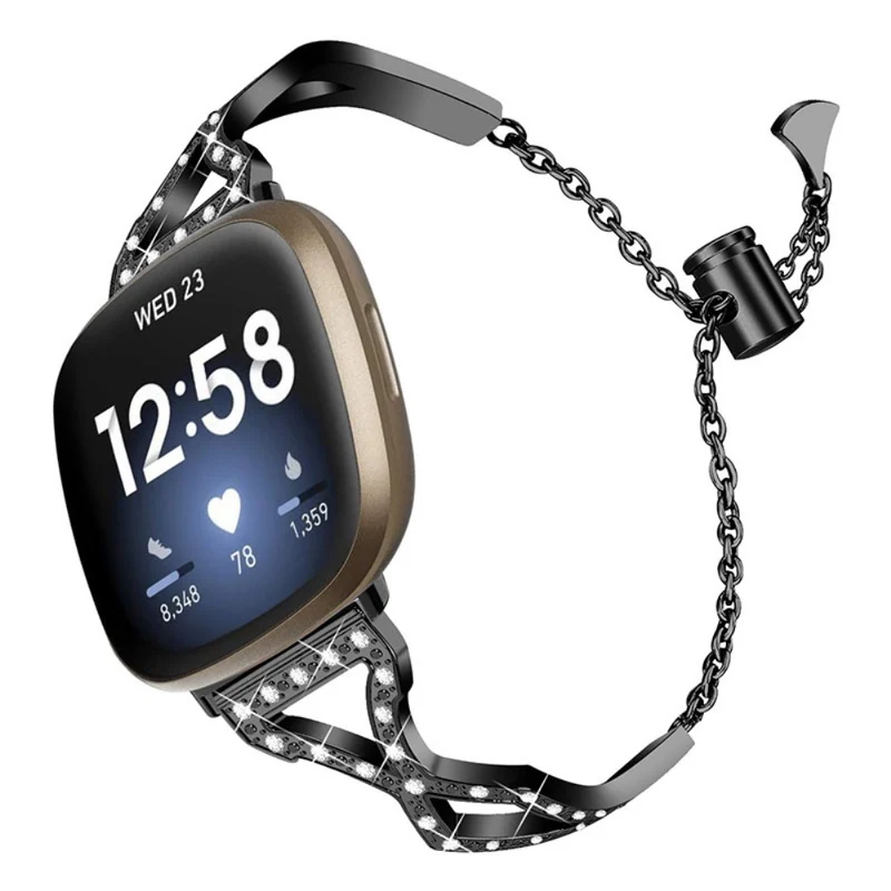 Super haltbar Fitbit Versa 3 Metall und Strass armband