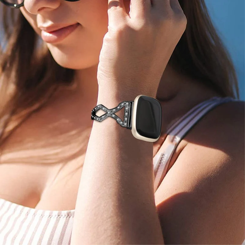 Super haltbar Fitbit Versa 3 Metall und Strass armband