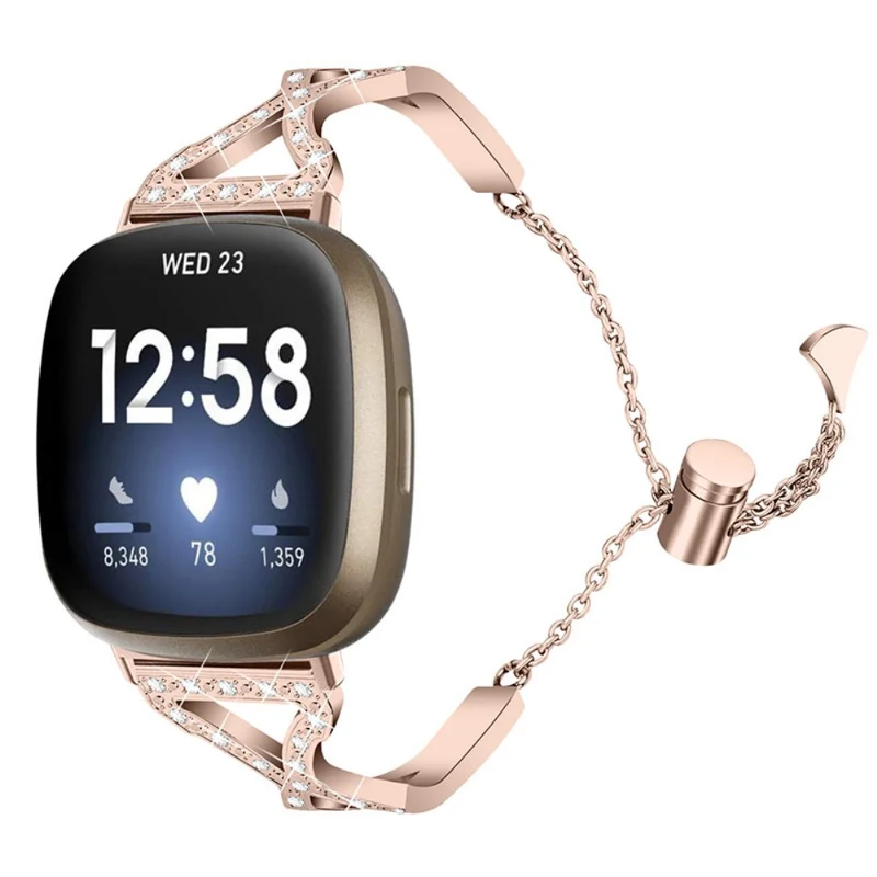 Super haltbar Fitbit Versa 3 Metall und Strass armband