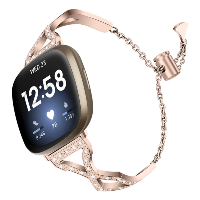 Super haltbar Fitbit Versa 3 Metall und Strass armband