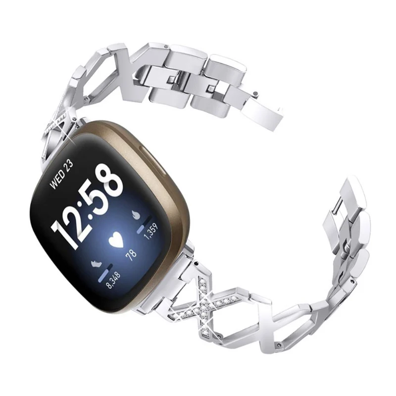 Sehr robust Fitbit Versa 3 Metall und Strass armband