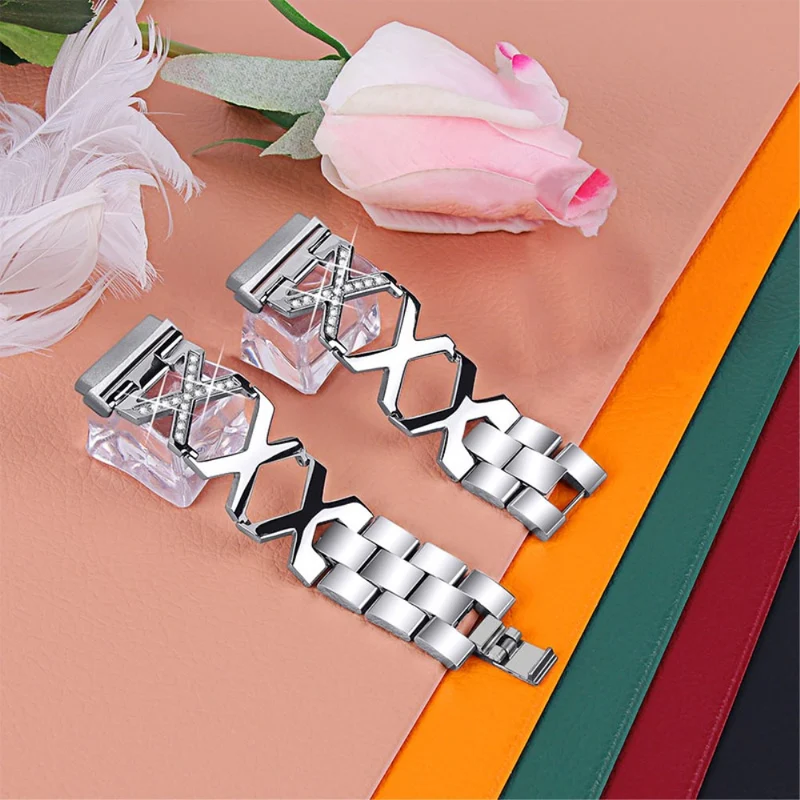Sehr robust Fitbit Versa 3 Metall und Strass armband