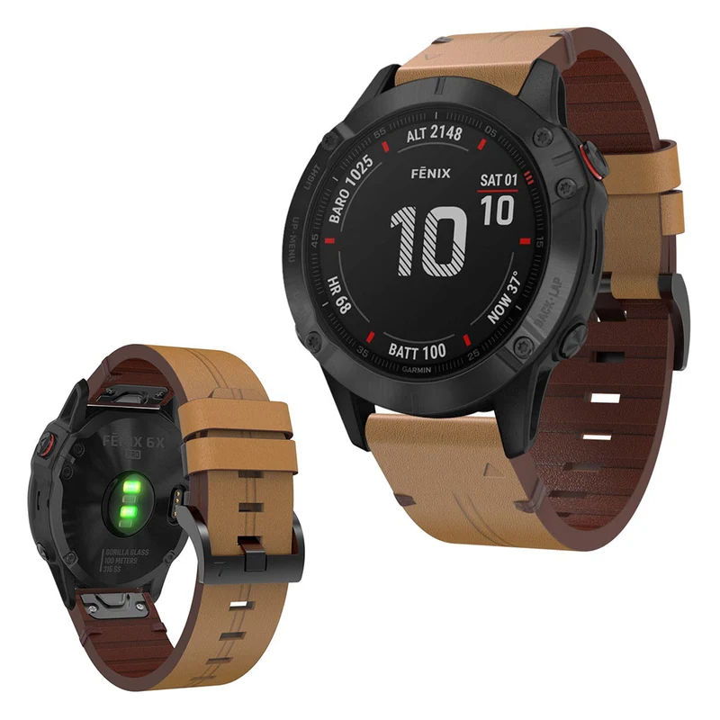 Bemerkenswert robust Garmin Fenix 6X Echtes Leder armband