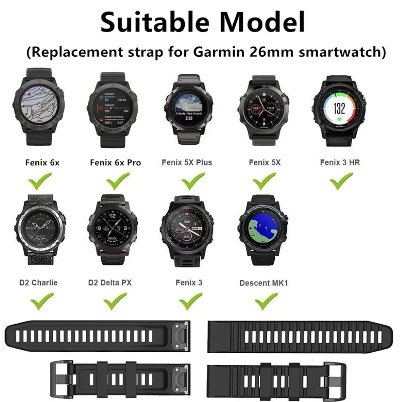 Absolut modisch Garmin Fenix 6X Silikon / TPU armband