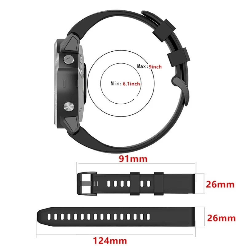Absolut modisch Garmin Fenix 6X Silikon / TPU armband