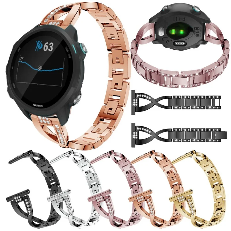 Megastark Garmin Forerunner 245 Metall und Strass armband