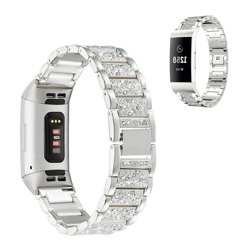 Fitbit Charge 4 / Fitbit Charge 3 Metall und Strass armband