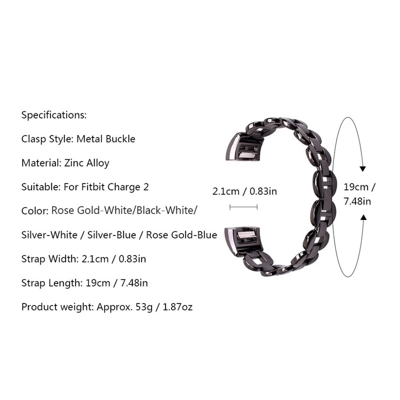 Mega pflegeleicht Fitbit Charge 2 Metall und Strass armband