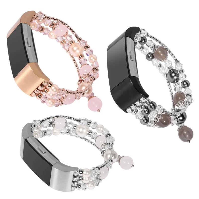 Super robust Fitbit Charge 2 Metall und Stein armband