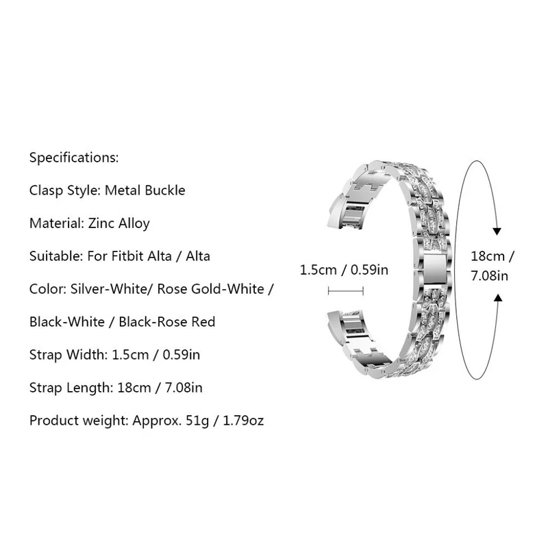 Unglaublich modisch Fitbit Alta Metall und Strass armband